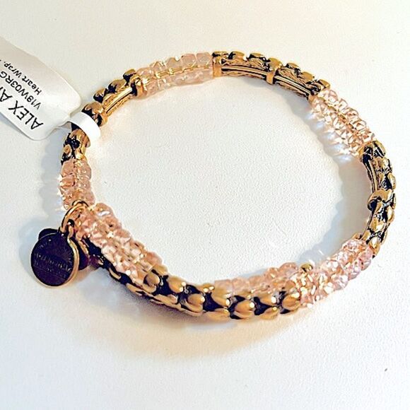 Alex and Ani , V66 Heart Wrap Bracelet, pink, gold - Picture 3 of 3